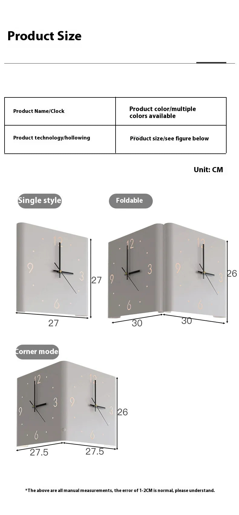 Foldable Living Room Wall Clock